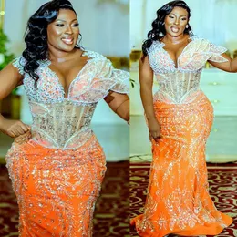 2023 oktober ASO EBI ARABISKA ORANGE SMERAMAL PROM DRESS SEKKINERAD LACE Evening Party Party Second Reception Födelsedagsengagemang Klänningar Klänningar Robe de Soiree ZJ64