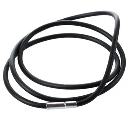 3mm Black Rubber Cord Necklace with Stainless Steel Closure Women Men Choker Accessories Collier - 25 5inch193C