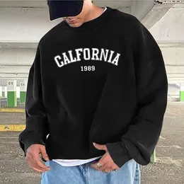 Men's Hoodies Calfornia Long Sleeve Sweetshirts Letter Print Oversize Solid Hoodless Pullover Sweater Coat Tops Casual Gothic