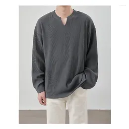 Men's T Shirts 2023 Fashion Solid Color T-shirt Loose and Non Strykning långärmad bottentröja koreansk version Casual Light Luxury Top