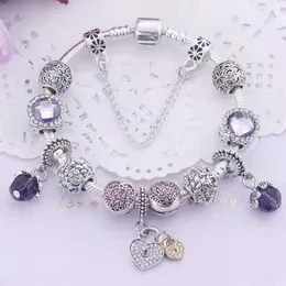 charm bracelets mixed styles with box pink purple blue red beads heart ring flower pendant fit for snake chain bangle DIY Jewelry318Z