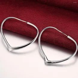 Hoop Earrings Birthday Gift 925 Sterling Silver Elegant Heart For Women Fashion Jewelry Accessories