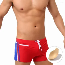 Men's Swimwear European And American Fashion Boxer Swimming Trunks With Cups Anti-Light Three-Dimensional Waist Bag Beach Pants