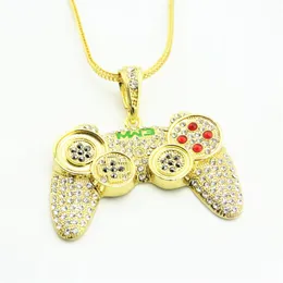 Hip Hop Game Machine Handle Pendant Necklace Mens Full Crystal Heavy Fashion Iced Out Games controller Necklaces215D