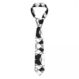 Kowęki czarne nowoczesne geometryczne krawaty mężczyźni kobiety poliester 8 cm wąskie linie streszczenie kształty szyi