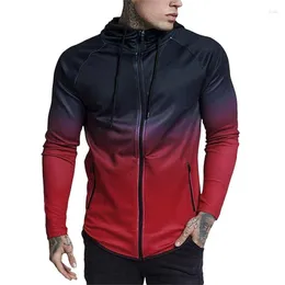 Men's Jackets 2024 Men Autumn Spring Jacket Gradient Printing Design Man Fashion Hoodies Casual Hooded Coats Big Size S-5XL