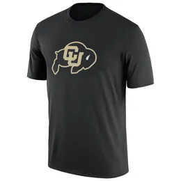 Özel Colorado Buffaloes T-Shirt Erkekler Koleji Siyah Formalar Mürettebat Boyun Kısa Kollu Tişört Yetişkin Boyut Baskılı Gömlek