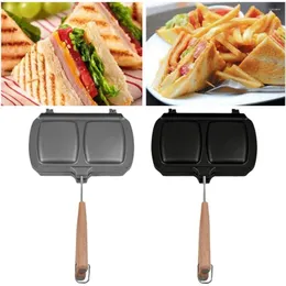 Pans Outdoor Picnics Pancake Bread Eggs Foldable Baking Tray Non-stick Double-headed Detachable Sandwich Grill Holder Frying Pan