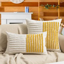 Pillow Dark Blue Stripe Case Yellow Ivory Moon Tufted Texture 30x50cm 45x45cm Home Decoration Sofa Couch Bed Cover