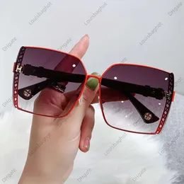 Holtmance Larage Square Frame Personality Sunglasses Luxury Brand Design Letter Mirror Legs Women Men Sun Glasses Uv400