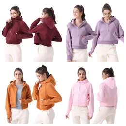 2023 Nya designers hoodie Lululemen Womens Yoga Hoodie Womens Plus Velvet Thowrening Jackets Hoodys högre kvalitet Halva dragkedja Athtic Coat