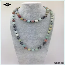 ST0190 32インチの長さのネックレスノットストーンアマゾナイトジャスパーUNAKITE SEMI PRECISION STOEN NECKLACE FOR WOMEN303A