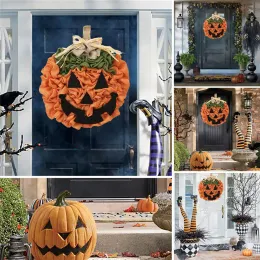 Grinalda de abóbora de halloween tecido à mão arranjo de festa adereços pingente ornamentos decoração de festival fantasma
