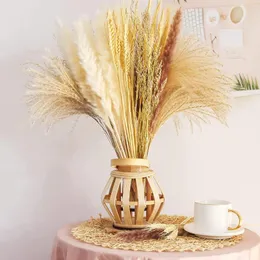 Декоративные цветы, 70 шт., натуральный сушеный пушистый букет из пампасной травы, набор в стиле бохо, домашний декор, помпезный большой тростниковый хвост, стебель пшеницы