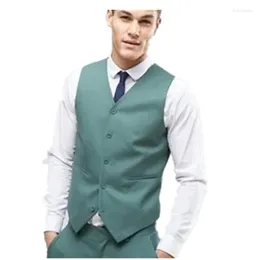 Trajes de hombre, traje verde a la moda para hombre, chaqueta con un botón, pantalones, padrinos de boda, esmoquin, conjuntos para hombre para boda, chaqueta, pantalones, chaleco