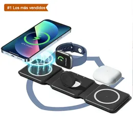 TUV Magnetic 3 in 1 Wireless Charger 15W Fast Charging Stations For Apple Watch iPhone 14 Cargadores Para Celular Cargador 3 en