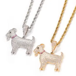 Lovely Men Women Necklace Gold Silver Colors Bling CZ Diamond Goat Pendant Necklace for Mens Women Nice Gift333U