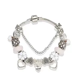 Pulsera con dijes, cuentas de diamantes en forma de corazón, dijes de amor, colgante apto para cadena de serpiente de plata 925, accesorios de bricolaje, brazalete con bolsa o caja de nailon2488