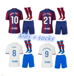 mundure Pedri Kids Soccer Jerseys Lewandowski Gavi 23 24 Kit Ansu Fati Barcelona Ferran Raphinha F. de Jong Gundogan Camiseta de Futbol Football Shirt Mundlid