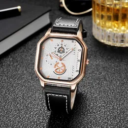 Wristwatches Fashion Square Watch Men Sports Watches Casual Leather Band Quartz Price Drop 2023 Montre Homme
