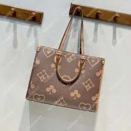 Designer kvinnor väska präglade svarta blommamonogram onthego gm mm väskor läder handväska handväska tote axel crossbody kvinnlig plånbok ryggsäck när du är på språng