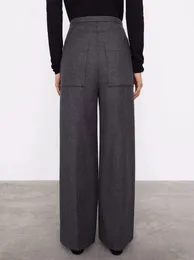 Tote * E Wool Blended Elastic High midje Casual Pants 2021 Autumn/Winter New Straight Ben Wide Ben Pants Suit Pants