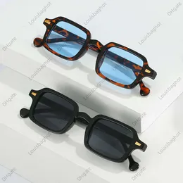 Fashion Square Sunglasses Women Retro Rivets Decoration Gradient Shades Uv400 Men Leopard Blue Sun Glasses