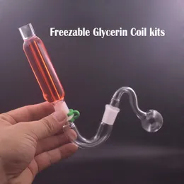 Novo Design Sherlock Freezable Glycerin Coil Glass Oil Burner Pipe Bong 4 em 1 Thick Pyrex Smoking Water Pipes com 30mm Ball Oil Burner Pipe