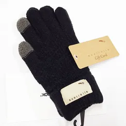 4Styles Designer-Marken-Buchstabenhandschuhe für Winter und Herbst, modische Damen-Kaschmir-Fäustlinge, Handschuhe mit schönen Outdoor-Sport-warmen Winterhandschuhen