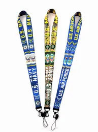 Designer Herren Schlüsselanhänger U.S. Air Force Navy Army Logo Handy-Lanyard Riemen Kleidung Schlüsselanhänger Ausweishalter Abnehmbare Schnalle Lanyards