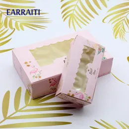 Gift Wrap 12PCS Paper Box Birthday Party Favors Wedding For Candy Cookies Chocolate Food Cake Packaging Boxes Window Pink