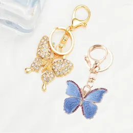 Keychains Luxury Rhinestone Butterfly Pendant Nyckelkedja Emalj Insekt Keychain Fashion Bag Charms Ornament för Women Car Keyring Gifts