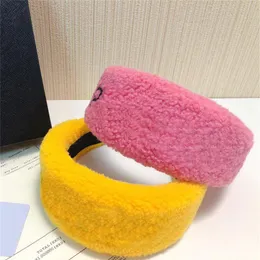 Autumn Winter Plush Headbands Letter Printed Hairband Women Wide Brim Hair Band With Gift Box275N