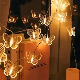 Other Event Party Supplies 1m 10LED Butterfly Dragonfly Light String Banner Happy Kids Girl Birthday Banner For Home Courtyard Garden Scene Layout 230928