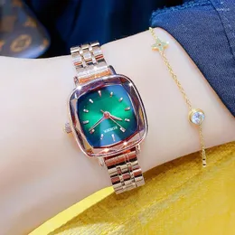 Armbandsur Switzerland Binger för kvinna Titta på Japan Miyota Quartz Retro Green Dial Zircon Bling Diamond Relogios Feminino Zegarek Damski