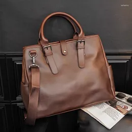 Valigette Borsa da lavoro da uomo impermeabile Borsa da lavoro Borsa da computer retrò casual per laptop Uomo Spalla da viaggio di grande capacità