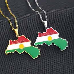 Hot selling Kurdistan oil drop map necklace geometric steel pendant popular accessory