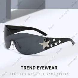 Punk One Piece Rimless Sunglasses Uv400 Y2k Sports 3d Stars Goggles for Women Men Trendy Sports Sun Glasses Eyewear Eyeglasses