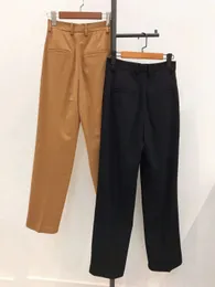Toteme Wool Straight Leg Pants Camel Flannel Pants High Pheced Pipe Disual Pants