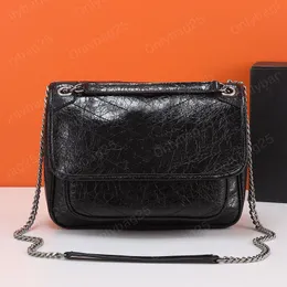 Designer niki borsa a tracolla in pelle lucida increspata catene ascellari cinturino hobo borsa di lusso ascella crossbody donna messenger borsa 7A qualità