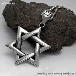 Pendanthalsband Yongman Cool Men's Fashion Steel Necklace Star of David Chain 20 "Retro Jewelry 230928