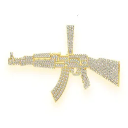 Ciondolo per pistola AK47 con diamante ghiacciato Hip Hop all'ingrosso Design personalizzato Ciondolo Hip Pop in oro massiccio da uomo con diamante aspetto Lab Grown