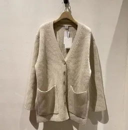 Outono/inverno novo v zero costela comprimento médio de malha lã cardigan totem feminino versátil solto grosso casaco quente