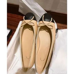 Designer Paris Brand Channellies Shoes Black Ballet Flats Women Quilted Genuine Leather Slip on Ballerina Round Toe Ladies Dress Shoes HJ2G
