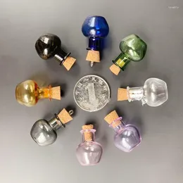 Bottles Mix Color Round Vase Shape Mini Glass Bottle Small Tiny Cork Jar Wishing Stopper Accessory