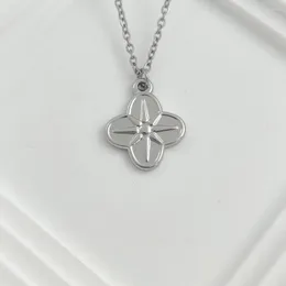 Pendant Necklaces Delicate Women's Silvery Color Flower Embossed Sun Pattern Necklace For Women Stainless Steel Jewelry Gifts