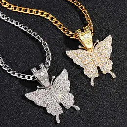 Pendant Necklaces Stainless Steelzircon Chian Necklace 3d Big Butterfly Choker Rope Chain Women Men Hip Hop Punk Charm Jewellery