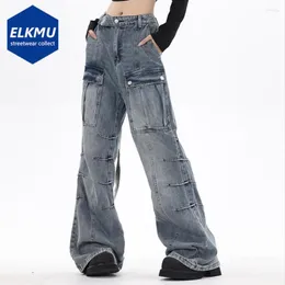 Men's Jeans Blue Baggy Luxury Designer Big Pocket Pleated Loose Denim Pants Men Streetwear Harajuk Vintage Cargo Trousers