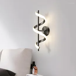 Lampy ścienne nordyckie światła LED lampa w stylu spiralna czarny biały złoty dom domowy dekoracje kinowki tło salon bedr