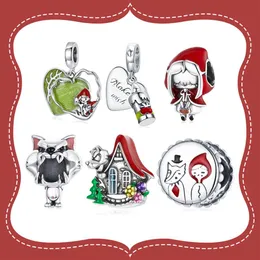 Bamoer 925 Sterling Silver Fairy Tale Little Red Riding Hood Forest kärlek Candle House Wolf Charm för Original Armband DIY184W